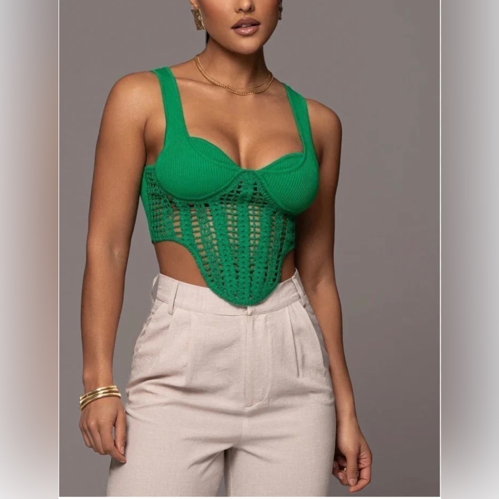 Paola Crochet Top In GREEN NWOT